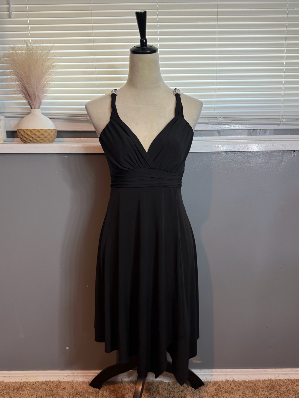Frederick’s of Hollywood Black Rhinestone Strap Mini Dress Size M